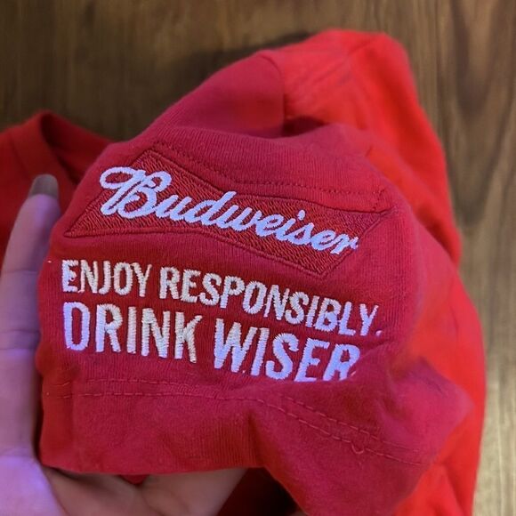 Budweiser Red Shirt Womens V Neck Size Small - Picture 2 of 3